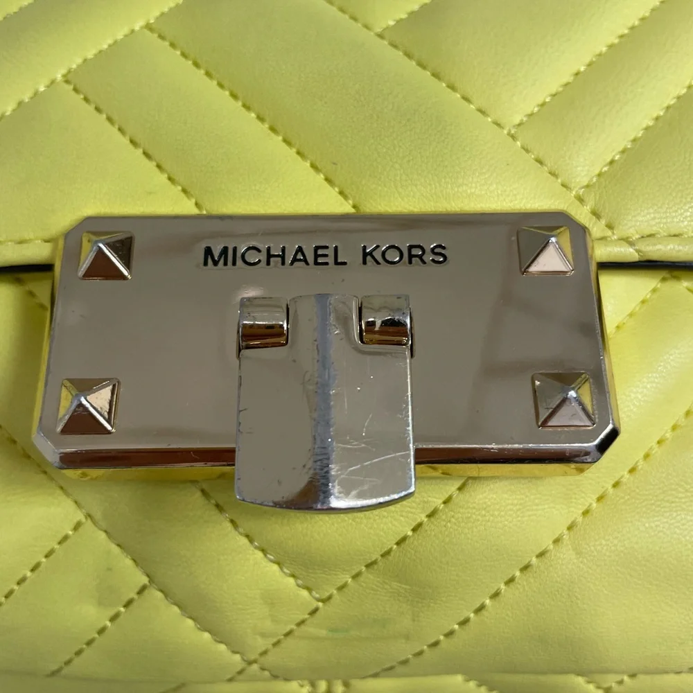 Michael Kors 35SOGP6F2U Peyton Medium Shoulder Flap Vegan Faux Sunshine - Picture 15 of 16